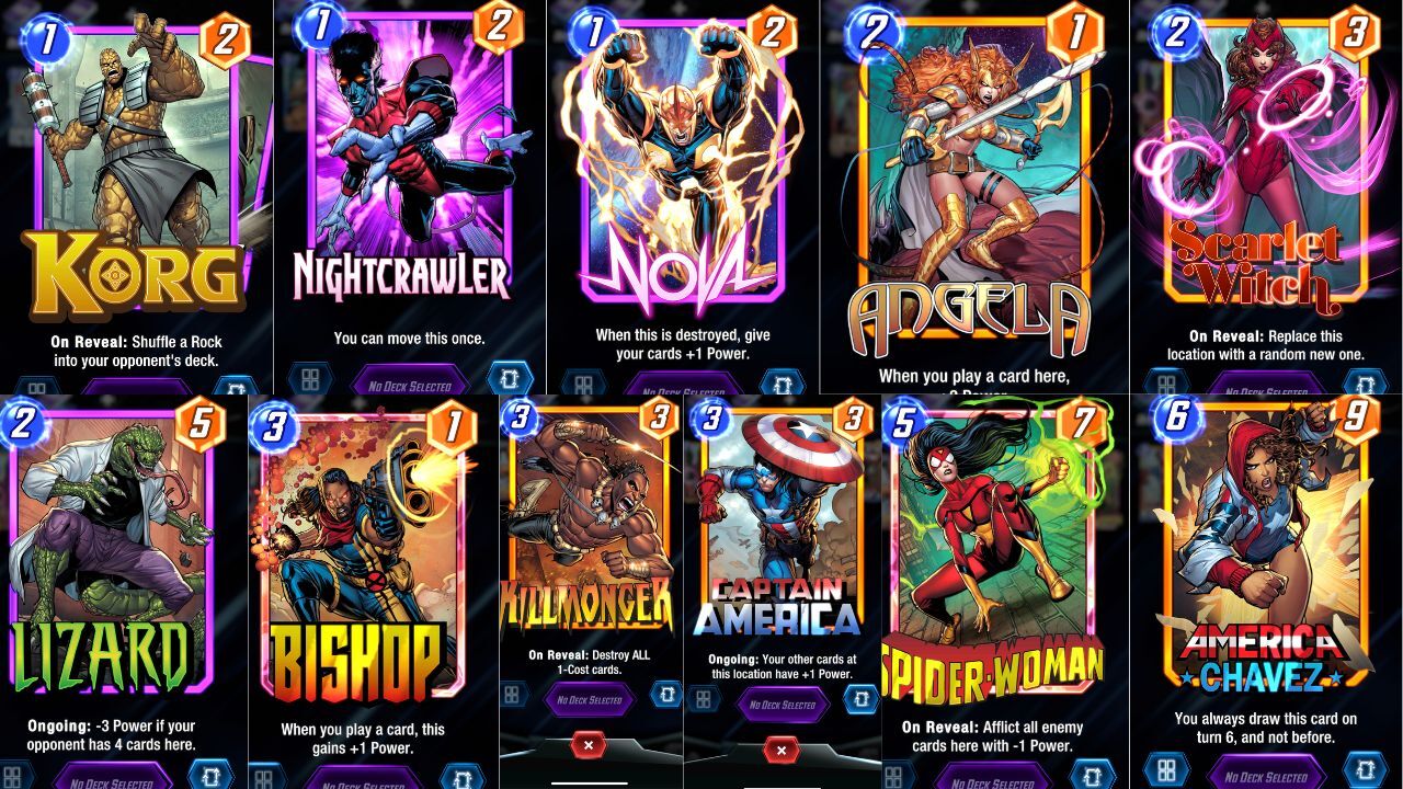 Marvel Snap - Pool 3 de cartas y algunos ejemplos de estas organizadas por  utilidad y efectos - Marvel Snap - 3DJuegos